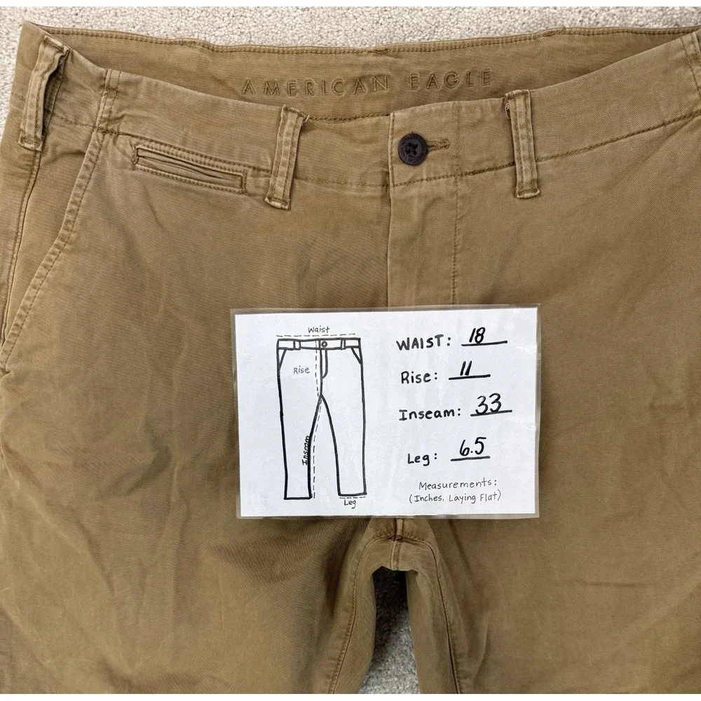 American Eagle Flex Athletic Skinny Khaki Pants Men's 36x36 (Fits 36x33) Preppy